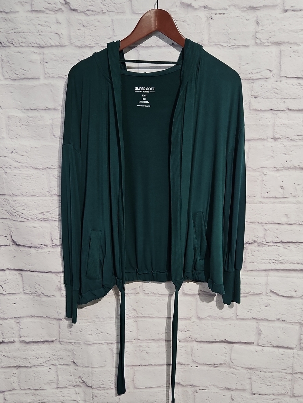 torrid Dark Teal Open-Front Hooded Cardigan Size 00